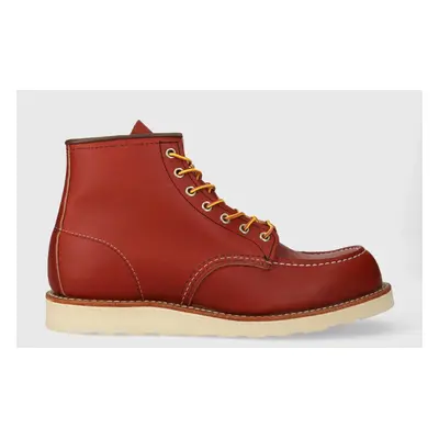 Kožené boty Red Wing 6-INCH Classic Moc Toe pánské, červená barva, 8875