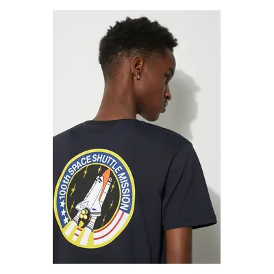 Bavlněné tričko Alpha Industries Space Shuttle T tmavomodrá barva, s potiskem, 176507.07-navy