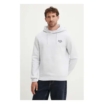 Mikina A.P.C. hoodie standard rue madame GOTS šedá barva, s kapucí, melanžová, COHBV.M27914