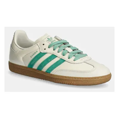 Kožené sneakers boty adidas Originals Samba OG W béžová barva, JI3906