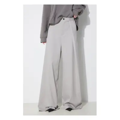 Kalhoty s příměsí vlny MM6 Maison Margiela šedá barva, široké, high waist, S52KA0481