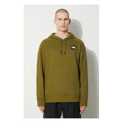 Bavlněná mikina The North Face U The 489 Hoodie pánská, zelená barva, s kapucí, s aplikací, NF0A