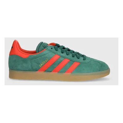 Semišové sneakers boty adidas Originals Gazelle zelená barva, IG6200