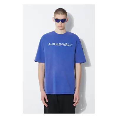 Bavlněné tričko A-COLD-WALL* Overdye Logo T-Shirt s potiskem, ACWMTS186