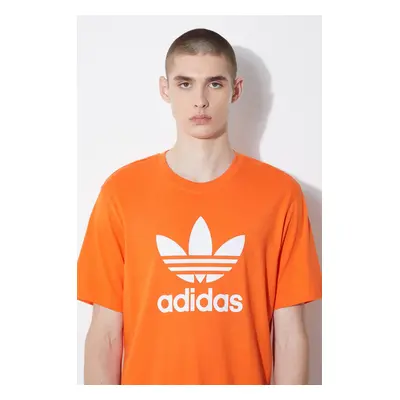 Bavlněné tričko adidas Originals oranžová barva, s potiskem, IR8000