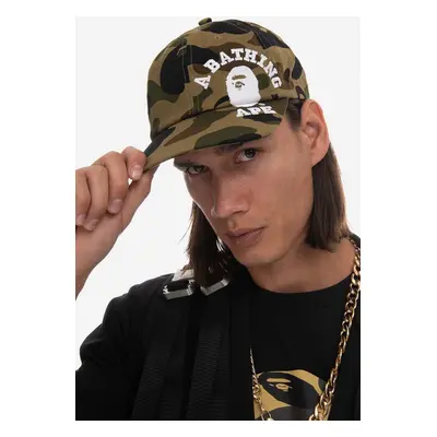 Bavlněná baseballová čepice A Bathing Ape zelená barva, 001CPI801009M-YELLOW