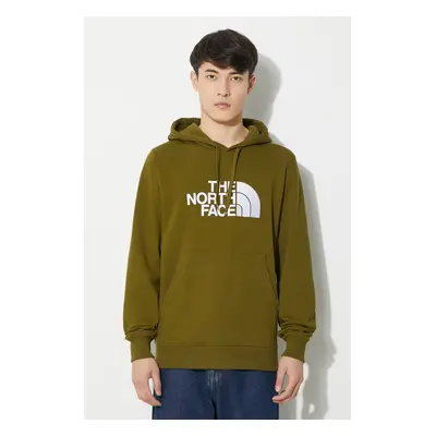 Bavlněná mikina The North Face M Light Drew Peak Pullover Hoodie pánská, zelená barva, s kapucí,