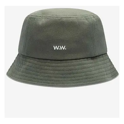 Bavlněný klobouk Wood Wood Ossian Bucket Hat zelená barva, 12240817.7083-DUSTYGREEN