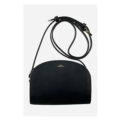 Kožená kabelka A.P.C. Sac Demi-lune Mini PXAWV-F61392 BLACK černá barva