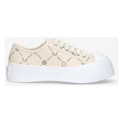 Kožené sneakers boty Marni béžová barva, SNZW003020.P4599.ZO019-cream