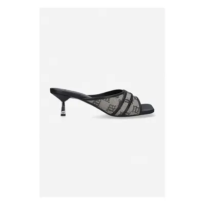 Pantofle MISBHV Sasha Slip On Sandal dámské, béžová barva, na malém podpatku, 022BW901 MONOGRAM 