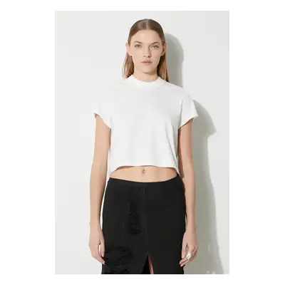 Bavlněné tričko Rick Owens Cropped Small Level T-Shirt bílá barva, DS01D1207.RN.11