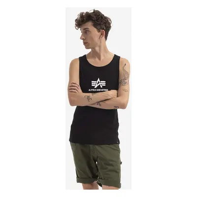 Bavlněné tričko Alpha Industries černá barva, 176545.95-black