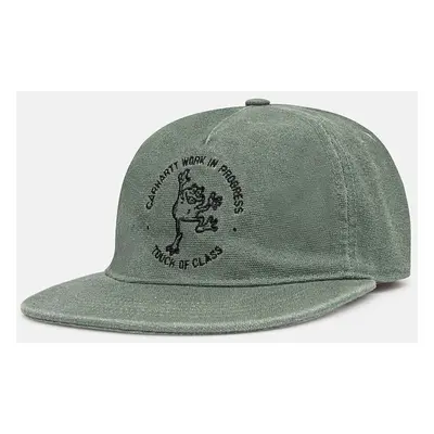 Bavlněná baseballová čepice Carhartt WIP Stamp Cap zelená barva, s aplikací, I033625.2B1XX