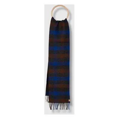 Vlněná šála Woolrich Wool Buffalo Check Scarf tmavomodrá barva, CFWOAC0234MRUT3237