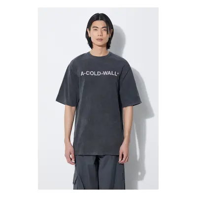 Bavlněné tričko A-COLD-WALL* Overdye Logo T-Shirt černá barva, s potiskem, ACWMTS186