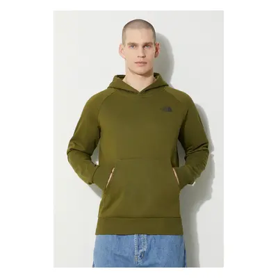 Bavlněná mikina The North Face M Raglan Redbox Hoodie pánská, zelená barva, s kapucí, s potiskem