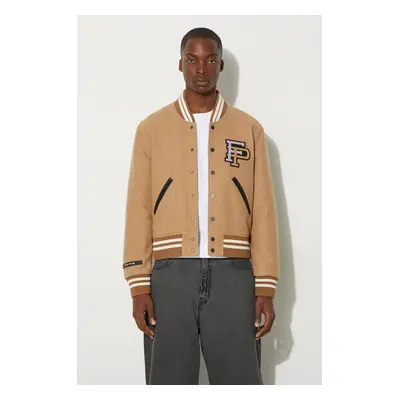 Vlněná bomber bunda Filling Pieces Varsity Jacket hnědá barva, přechodná, 81422209985