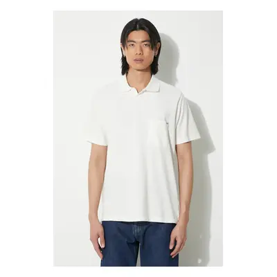 Bavlněné polo tričko Universal Works Vacation bílá barva, 30603.OFF.WHITE