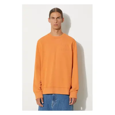 Bavlněná mikina Wood Wood Hugh Embossed Sweatshirt 12315602-2474 ABRICOT ORANGE pánská, oranžová