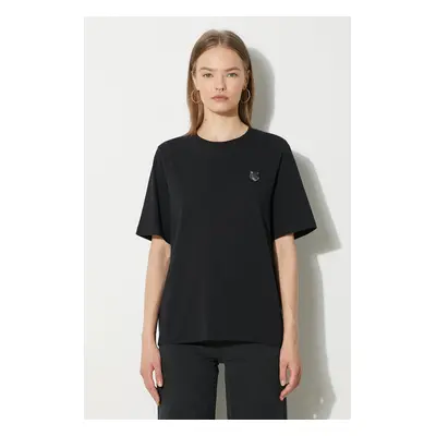 Bavlněné tričko Maison Kitsuné Bold Fox Head Patch Comfort černá barva, MW00127KJ0119