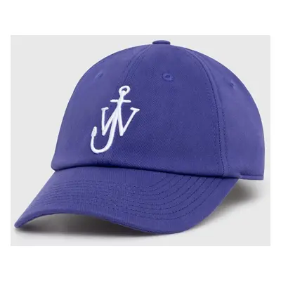 Bavlněná baseballová čepice JW Anderson Baseball Cap fialová barva, s aplikací, AC0198.FA0349.83