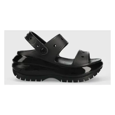 Pantofle Crocs Classic Mega Crush Sandal dámské, černá barva, na platformě, 207989