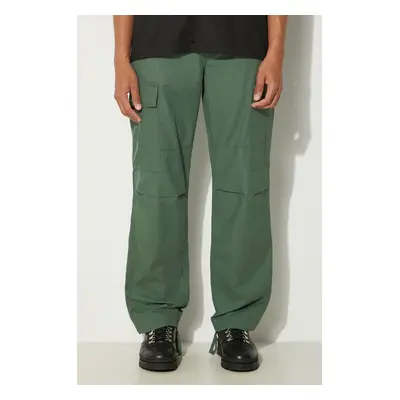 Bavlněné kalhoty Carhartt WIP Regular Cargo Pant zelená barva, jednoduché, I032467.29N02