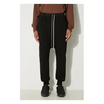 Bavlněné tepláky Rick Owens Prisoner Drawstring černá barva, DU02D2395.RIG