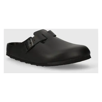 Kožené pantofle Birkenstock Boston pánské, černá barva, 1026813