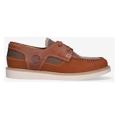 Kožené mokasíny Timberland Newmarket II Boatshoe pánské, hnědá barva, A2AGZ-BROWN