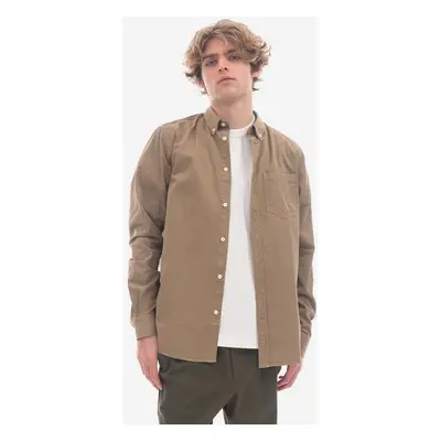 Košile Norse Projects Anton Light Twill béžová barva, regular, s límečkem button-down, N40.0790.