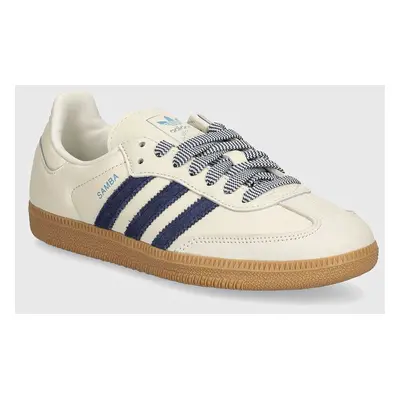 Kožené sneakers boty adidas Originals Samba OG W béžová barva, JI3907