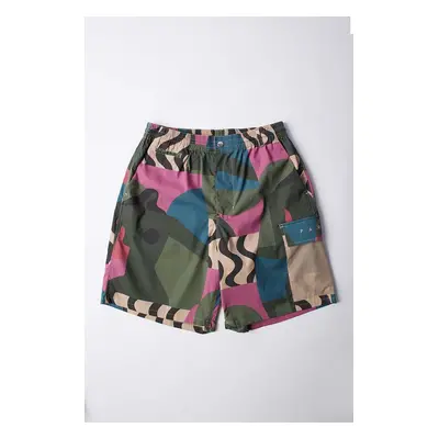 Kraťasy by Parra Distorted Camo Shorts pánské, růžová barva, 51441