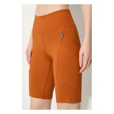 Kraťasy Fjallraven Abisko dámské, oranžová barva, hladké, high waist