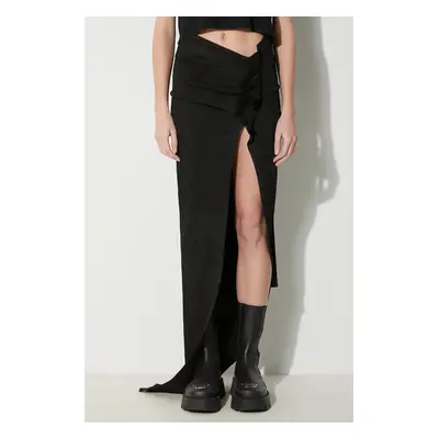 Džínová sukně Rick Owens Denim Skirt Edfu Skirt Long černá barva, mini, pouzdrová, DS01D1348.SBB