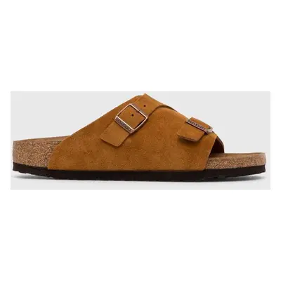 Semišové pantofle Birkenstock dámské, oranžová barva