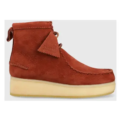 Semišové mokasíny Clarks Originals Wallabee Craft dámské, černá barva, na klínku, 26163275