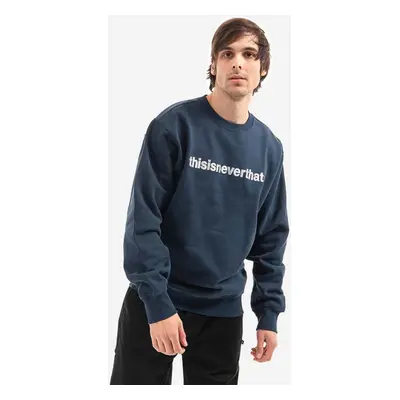 Bavlněná mikina thisisneverthat T-Logo Crewneck pánská, tmavomodrá barva, s aplikací, TN210TSWCW