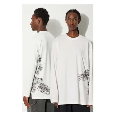 Bavlněné tričko s dlouhým rukávem Y-3 Graphic Longsleeve Tee bílá barva, s potiskem, IX0404