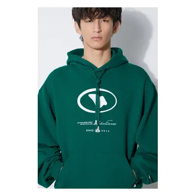 Bavlněná mikina Ader Error Etik Logo Hoodie pánská, zelená barva, s kapucí, s potiskem, BMADFWHD