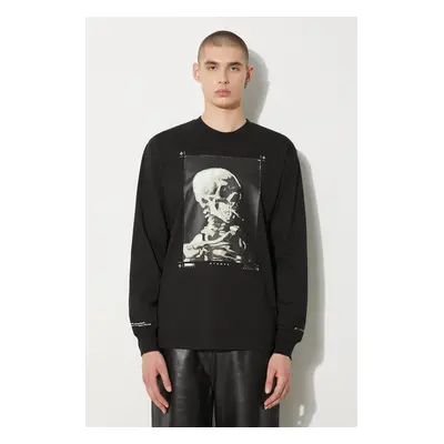 Tričko s dlouhým rukávem STAMPD Skeleton LS Relaxed Tee černá barva, s potiskem, SLA-M3249LT-BLK