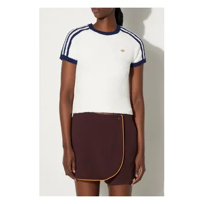 Bavlněná kalhotová sukně adidas Originals Skort 80s hnědá barva, high waist, JC6170