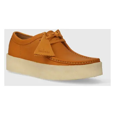 Kožené polobotky Clarks Originals Wallabee Cup pánské, hnědá barva, 26176548