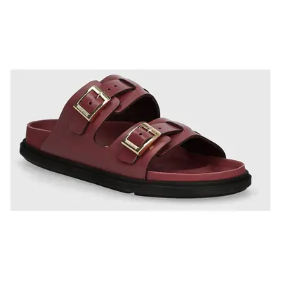 Kožené pantofle Birkenstock St Barths dámské, vínová barva, 1027803