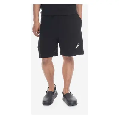 Bavlněné šortky Neil Barett Embroidered Bolt Shorts PBJP060-U509 01 černá barva