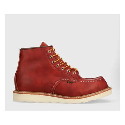 Kožené boty Red Wing Moc Toe pánské, červená barva, 8864