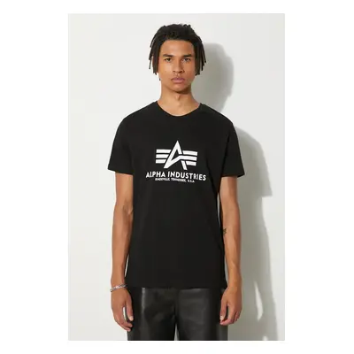 Bavlněné tričko Alpha Industries Basic T-Shirt černá barva, s potiskem, 100501.03