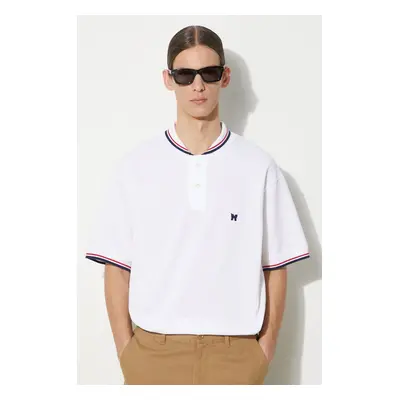 Bavlněné polo tričko Needles Shawl Collar S/S Polo bílá barva, s aplikací, OT257