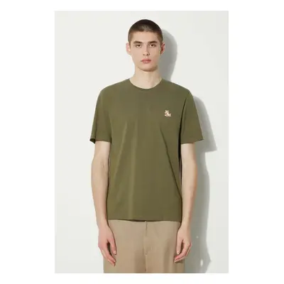 Bavlněné tričko Maison Kitsuné Chillax Fox Patch Regular Tee Shirt šedá barva, s aplikací, LM001